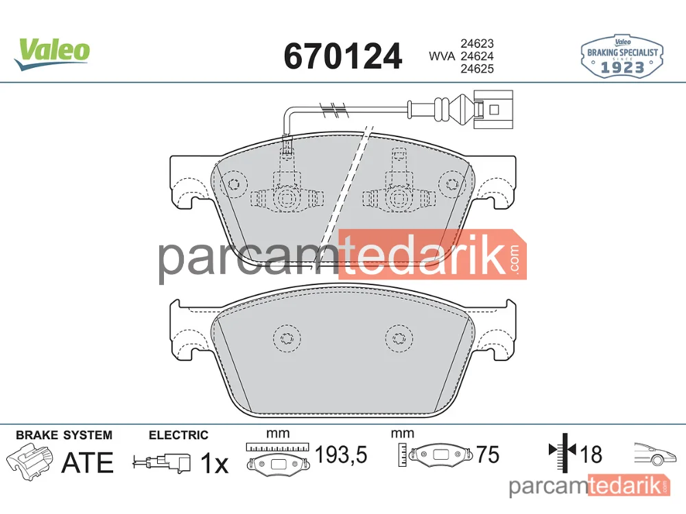 670124 | Fren Balatası — VW Multivan T6, VW Transporter T6 / Caravelle T6, VW Transporter T6
